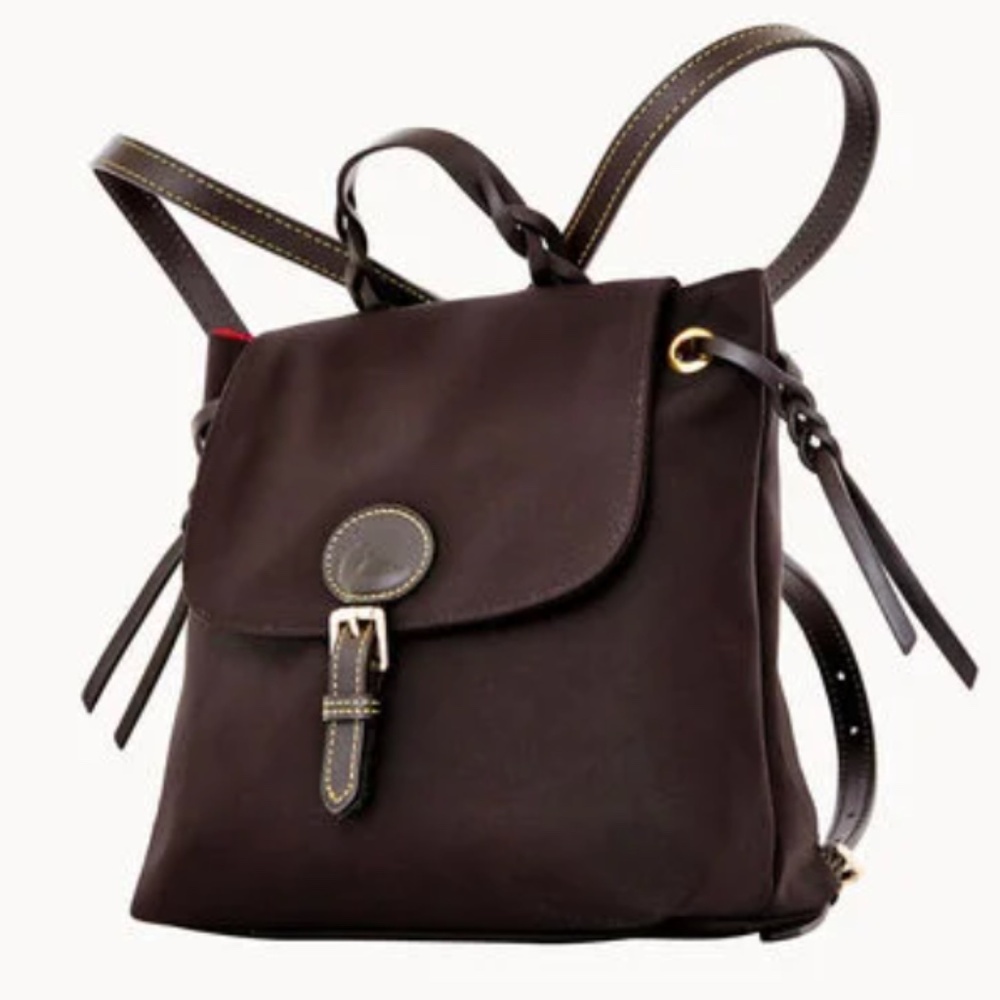 Dooney & Burke Black Nylon Flap Backpack NWT